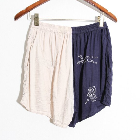 SANI Colorblock Bandeau & High Rise Short Set Embroidered Navy Cream Size Small - Picture 13 of 16